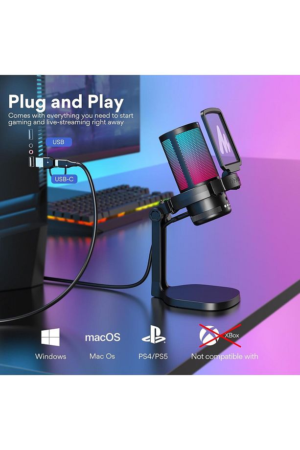 Dgm20 Usb Mikrofon, Rgb, Kondenser Oyun Mikrofonu, Gürültü Önleyici, Podcast, Kayıt, Pc Için - 8