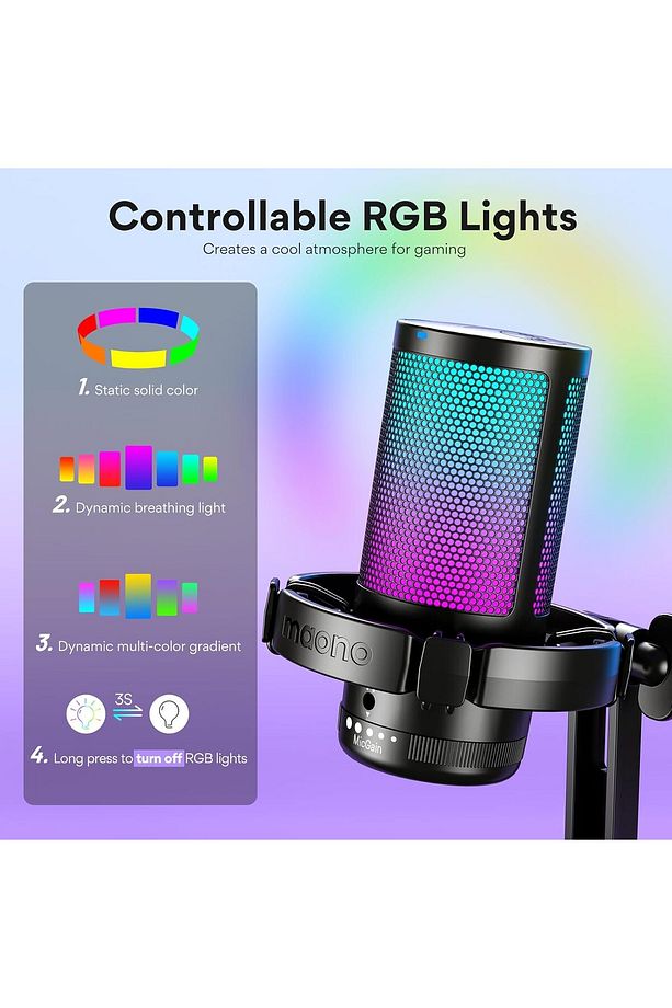 Dgm20 Usb Mikrofon, Rgb, Kondenser Oyun Mikrofonu, Gürültü Önleyici, Podcast, Kayıt, Pc Için - 5