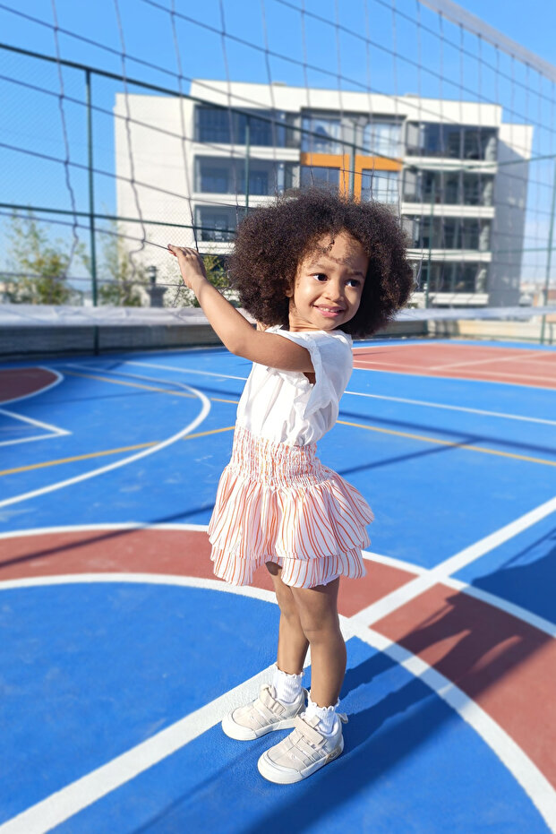 Rosa Orange Striped Girls' Skirt