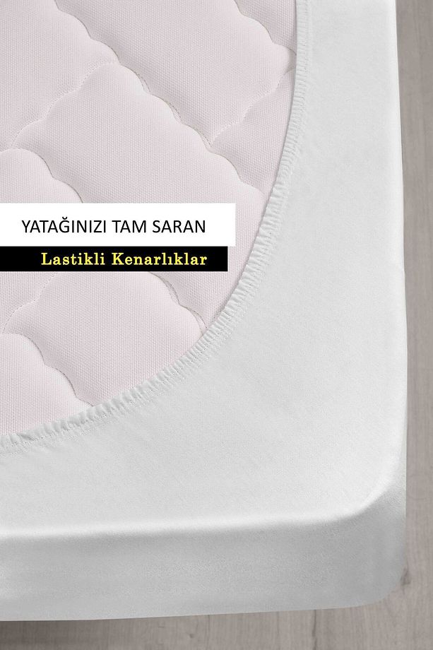 Terry Pamuklu Sıvı Su Geçirmez Fitted Full Kenar Tek Çift Kişilik Çocuk Yatak Koruyucu Sessiz Alez - 7