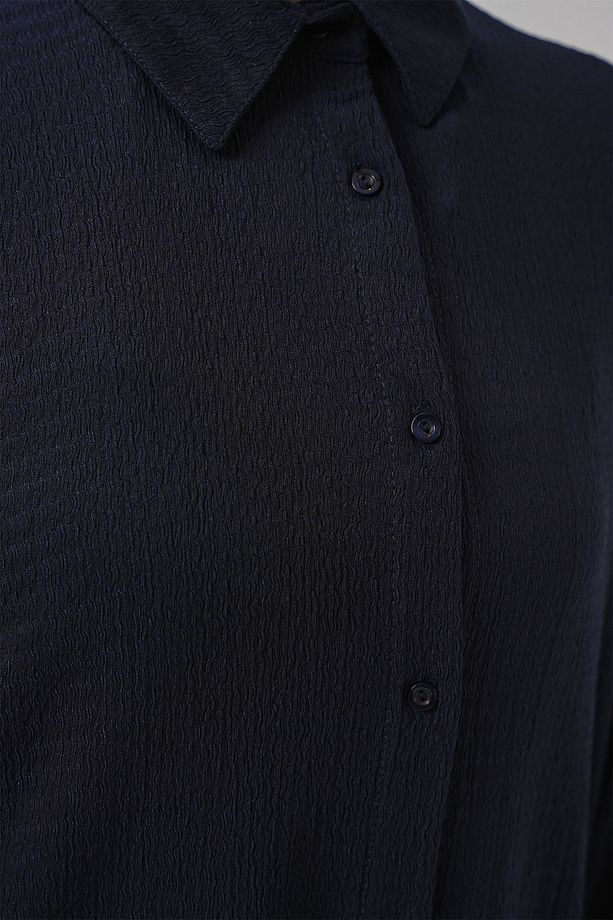 Kadın Örme Oversize Gömlek 20264 - Lacivert - 6