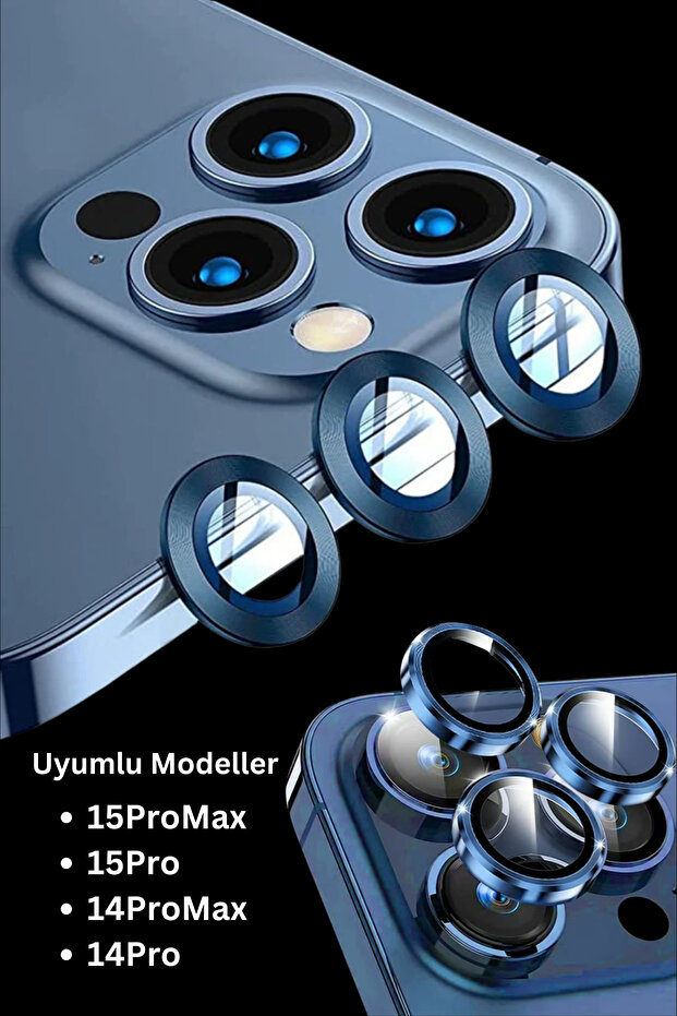 iPhone 14Pro/14Promax/15Pro/15Promax Compatible Aluminum Alloy 3D Camera Lens Protector