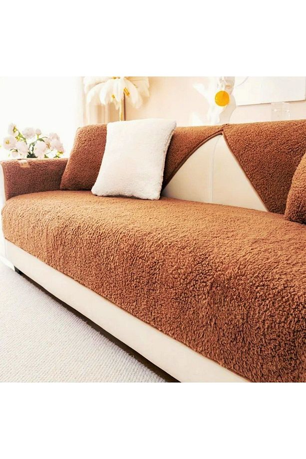 Kıvırck Peluş Üç Kişilik Koltuk örtüsü Oturma Alanı Sadece ( 1adet ) Ölçüm  75 X 190 cm - 2