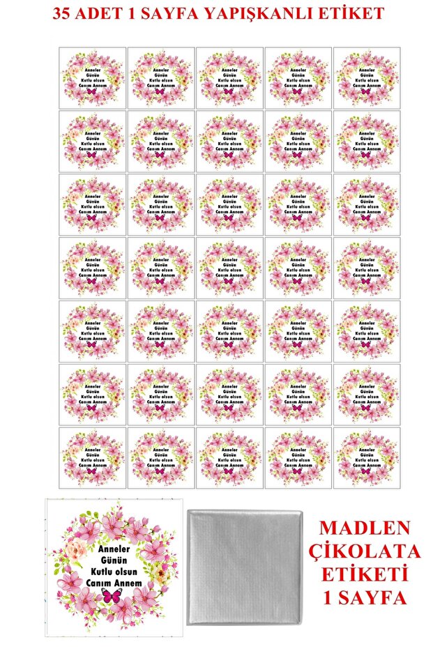 Mother's Day Madlen Chocolate Label Adhesive 1 Sheet A4 Photo Paper Mdl1