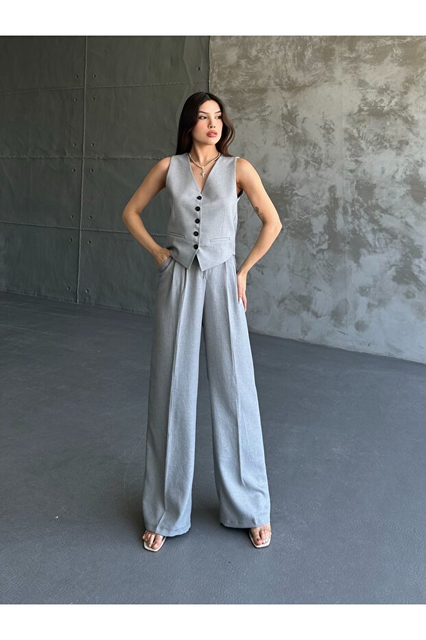 Linen Vest Trousers Set
