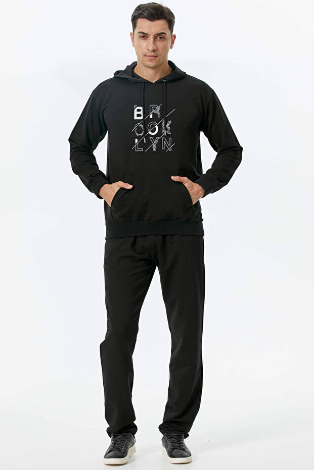 بدلة رياضية مطبوعة - رمادي وأسود - 1