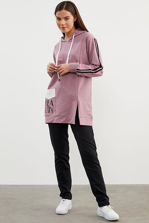 Trening oversize cu glugă - Liliac - 3