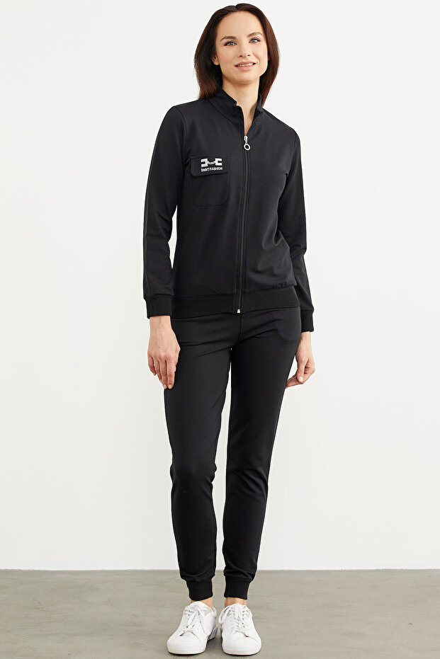 Анцуг с цип - Черен - 1