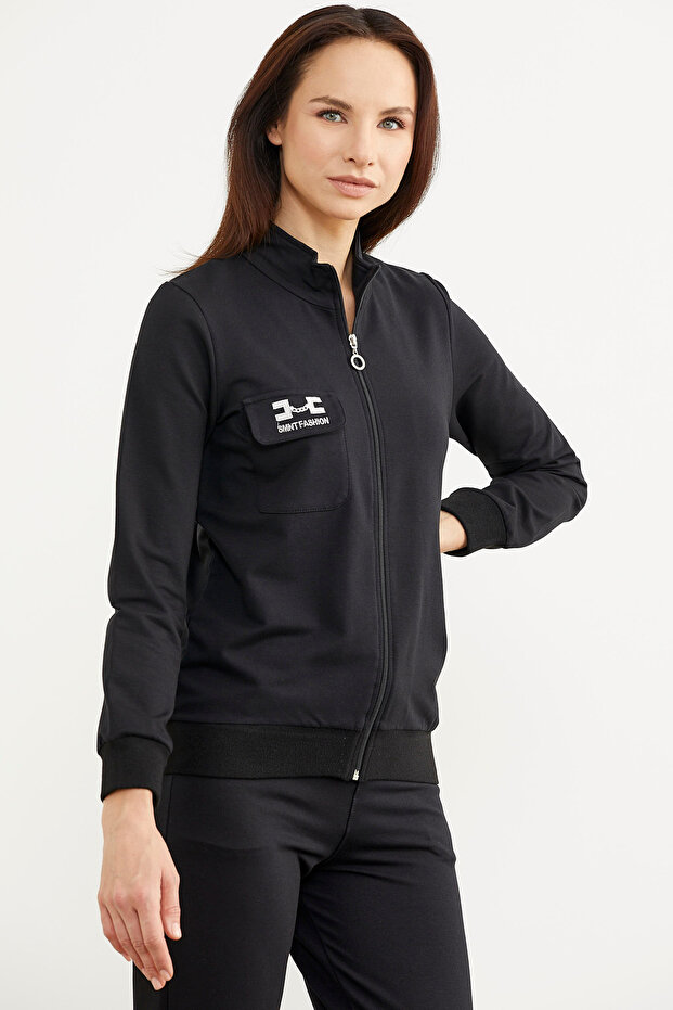 Анцуг с цип - Черен - 2