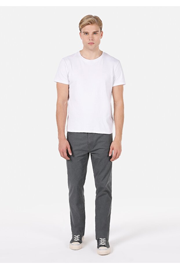 Regular Fit Mid Waist Long Leg Men's Anthracite Trousers