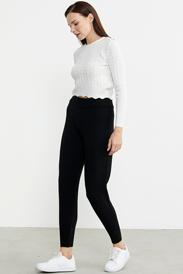 Jogger Triko Pantolon - Siyah - 4