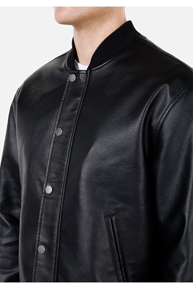 Regular Fit Erkek Siyah Mont Pu - 4
