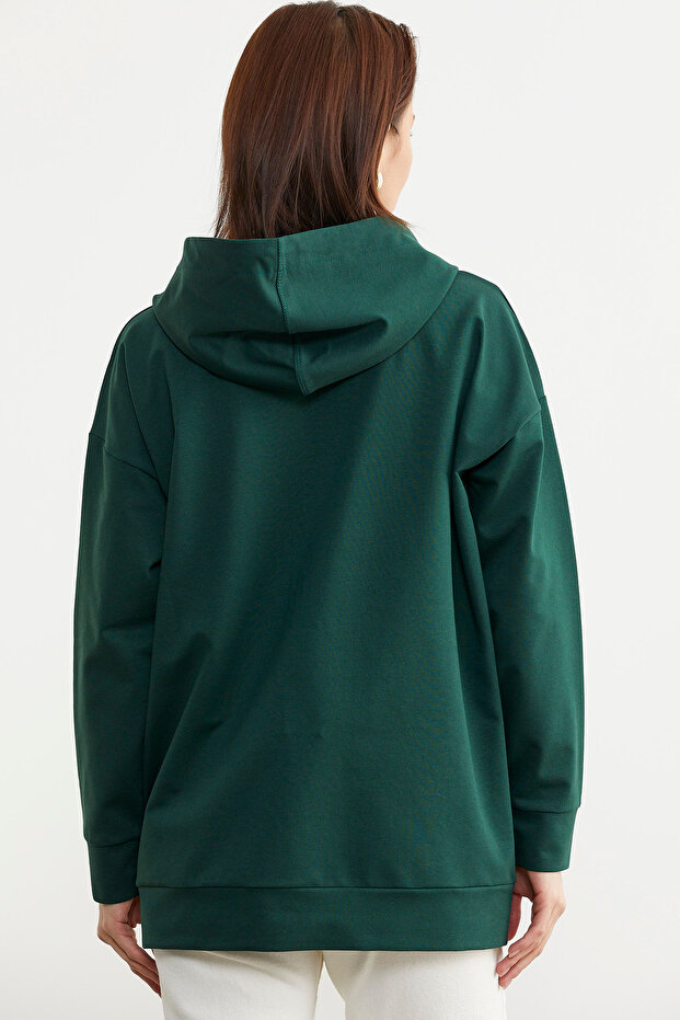 Fermuarlı Oversize Sweat - Yeşil - 6