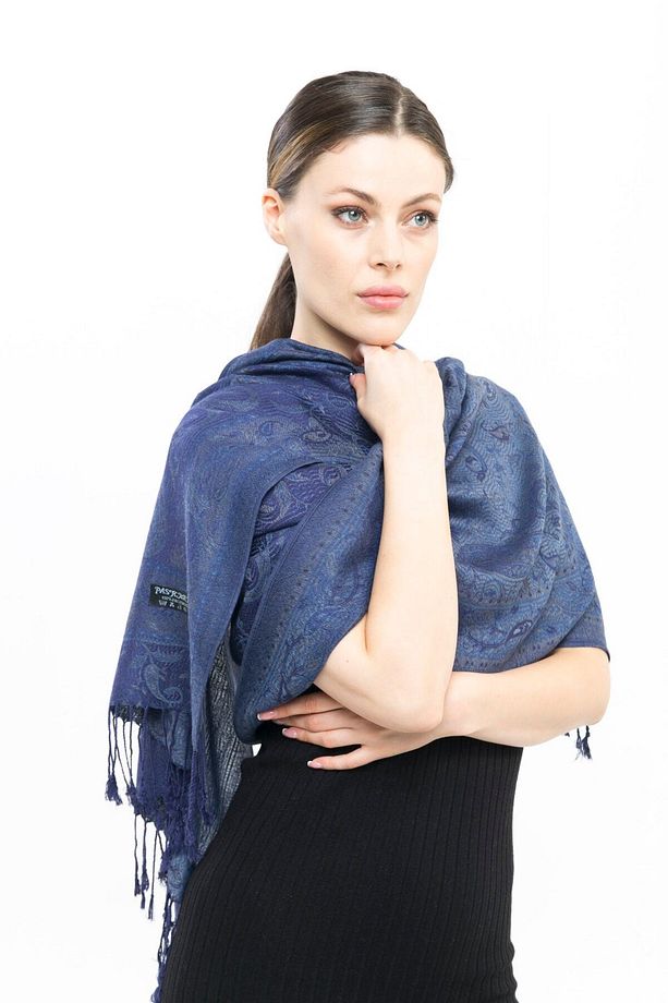 Cashmere Şal | Mürekkep Mavisi | Polyester Içermez | Kaliteli Ve Şık Tasarım | 4 Mevsim - 4