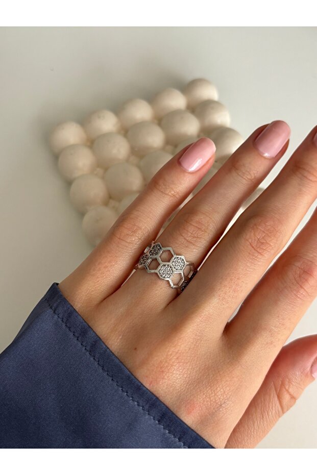 Stone Honeycomb Model Ring - 2