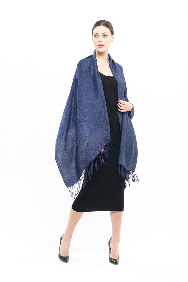 Cashmere Şal | Mürekkep Mavisi | Polyester Içermez | Kaliteli Ve Şık Tasarım | 4 Mevsim - 9