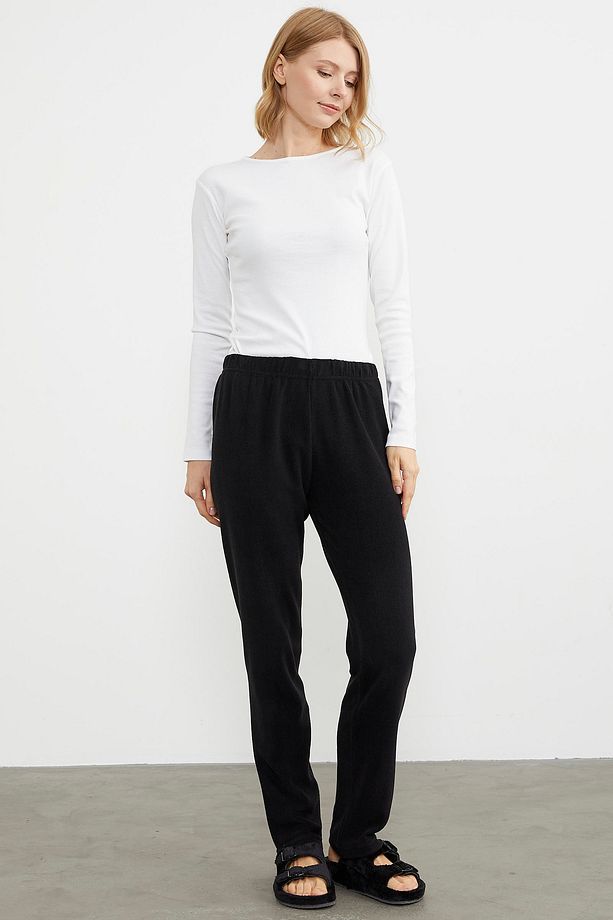 Kalın Polar Pijama Tek Alt - Siyah - 2