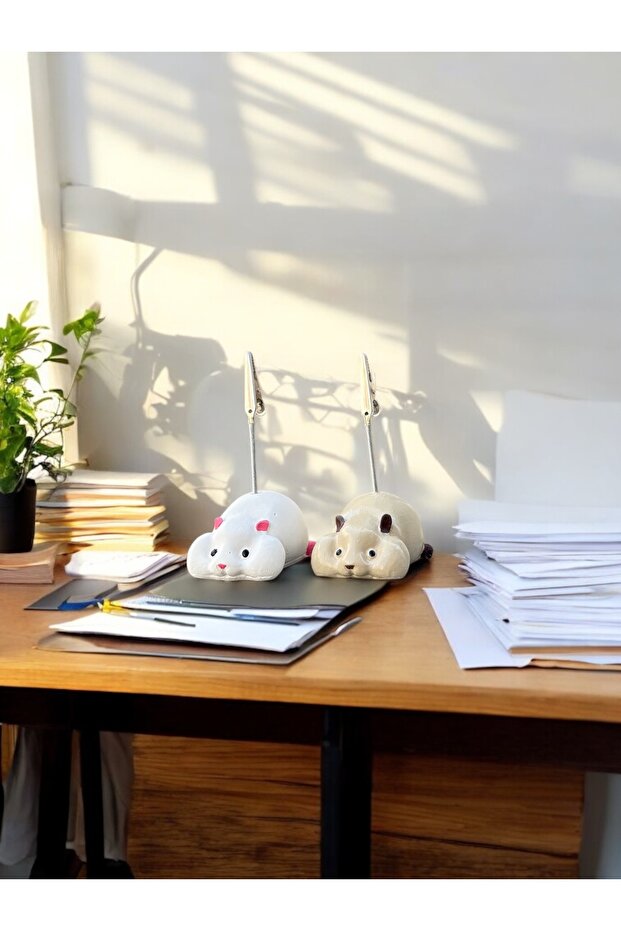 حامل صور وملاحظات على شكل هامستر أبيض لطيف من Kawaii - حامل مذكرة مكتب المكتب