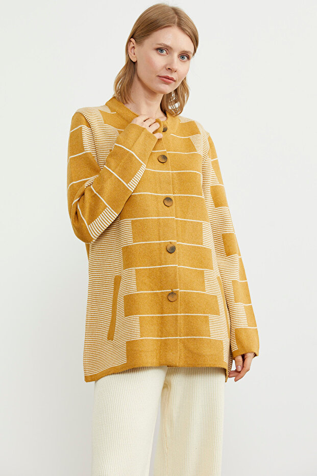 سترة تريكو بنمط كتلة من الصوف السميك - Güneş - 2