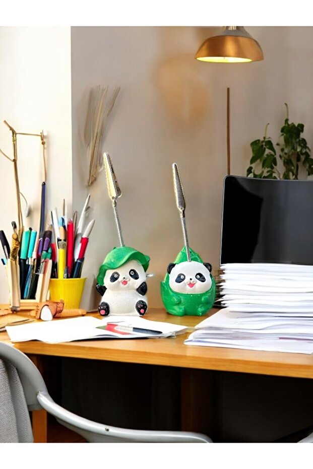 2'li Kawaii لطيف الخيزران تحت عنوان الباندا الصورة وحامل المذكرة - حامل مذكرة مكتب مكتب