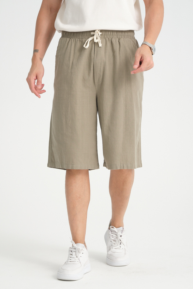 Men's baggy fit relaxed cut 100% cotton soft textured shorts capri