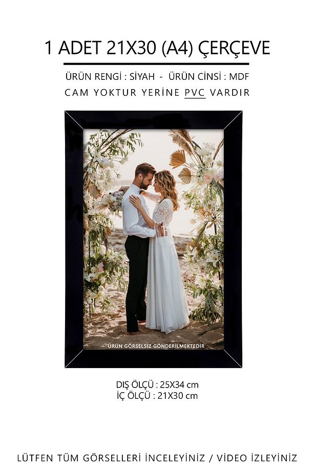 10 Adet A4 Çerçeve Siyah Pvcli 21x30 Sertifika Için Çerçeve Diploma Için Çerçeve Belge Için Çerçeve - 5