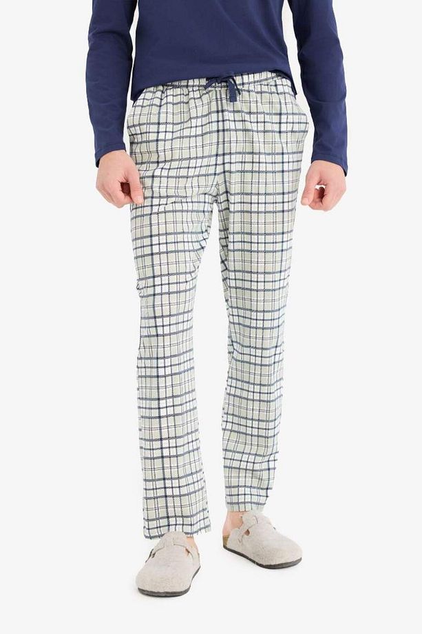 Regular Fit Pijama Takımı Uzun Kollu Üst Kareli Uzun Alt E0508ax25sp - 6