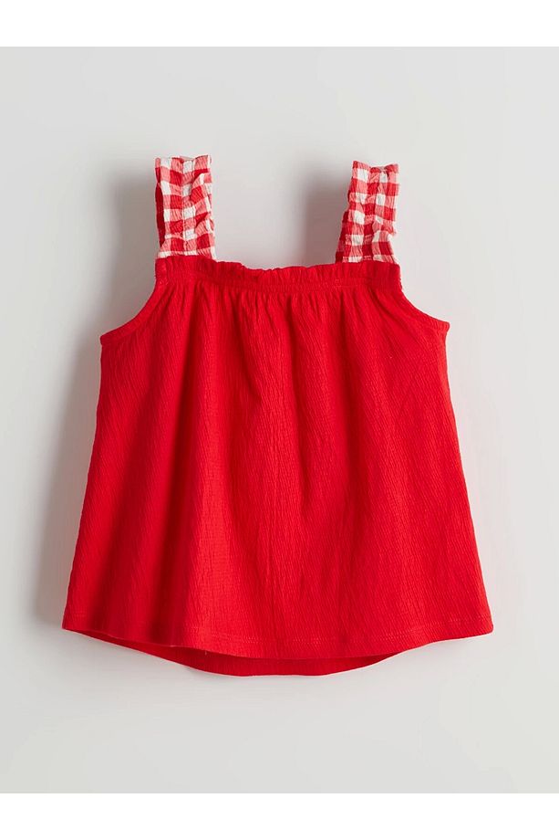 LCW Kids KIRMIZI Ekose Kız Çocuk Bluz ve Şort 2'li - 4
