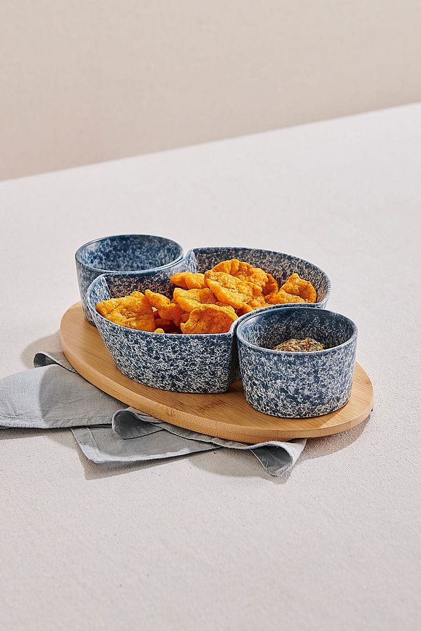 Puzzle Tabaklı Chip & Dip Mavi - 3