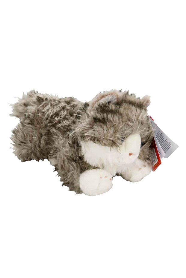 Lying Gray Plush Cat 25 cm