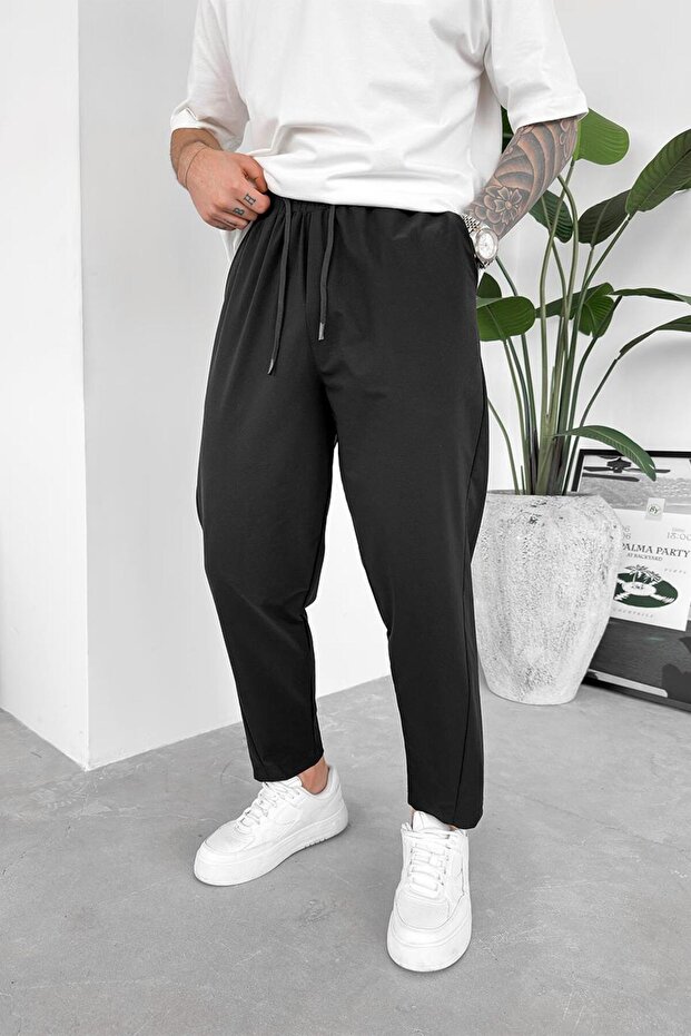 Black Patch Detail Parachute Boyfriend Pants