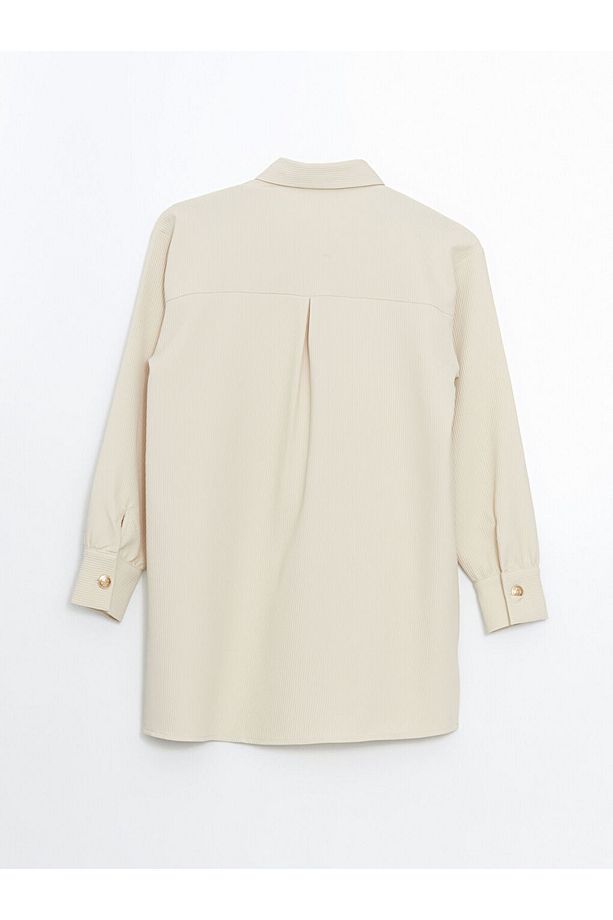 LCW Modest Bej Dokulu Oversize Kadın Gömlek Tunik - 6