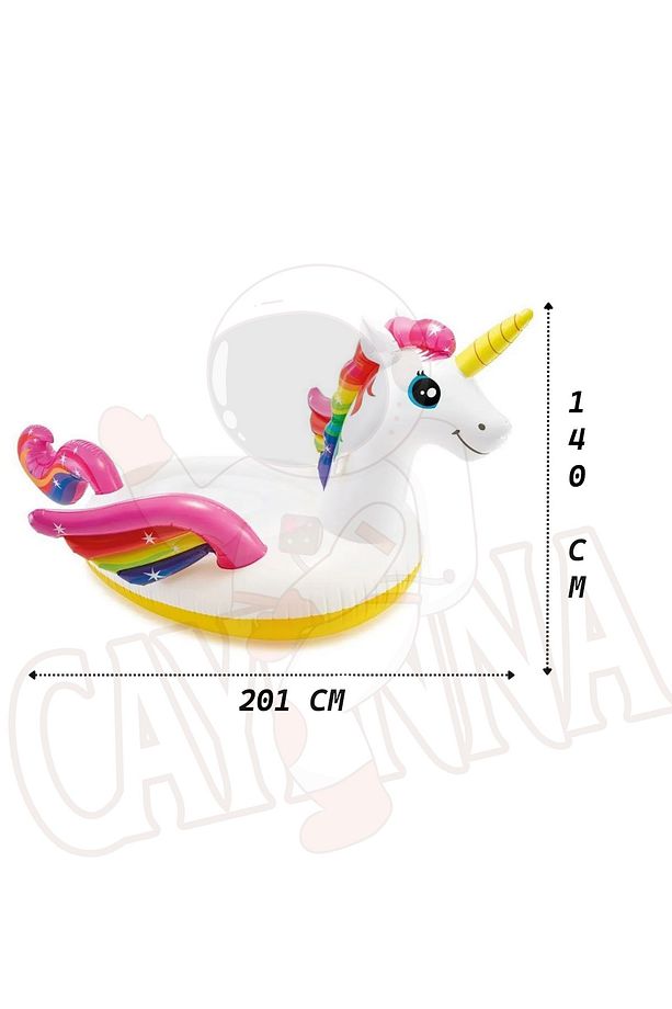 Unicorn Tek Boynuzlu Tutamaçlı MEGA Boy Ada Binici At Havuz, Deniz 201cm x 140cm x 97cm Pompa, Yama - 2