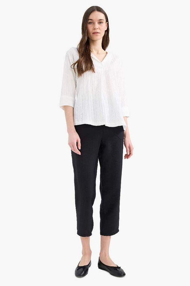 Regular Fit Kaçık Yaka Basic Düz Yarım Kollu Bluz F1752ax25sp - 2