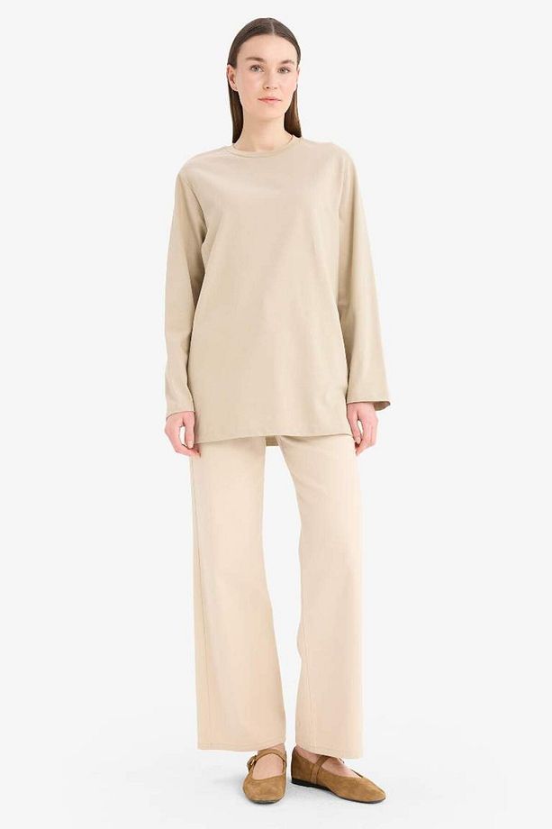 Regular Fit Bisiklet Yaka Uzun Kollu Tişört Tunik D4897ax25sm - 2