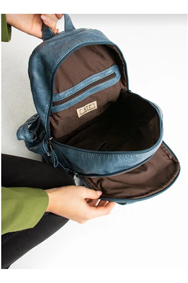 Faux Leather Backpack - 4