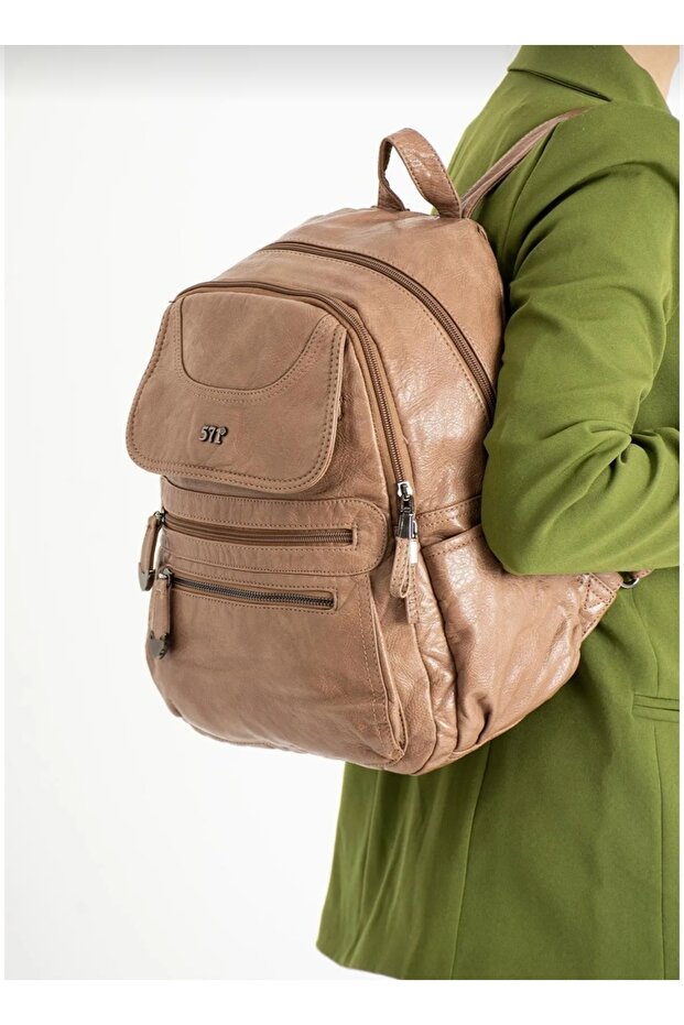 Faux Leather Backpack - 3