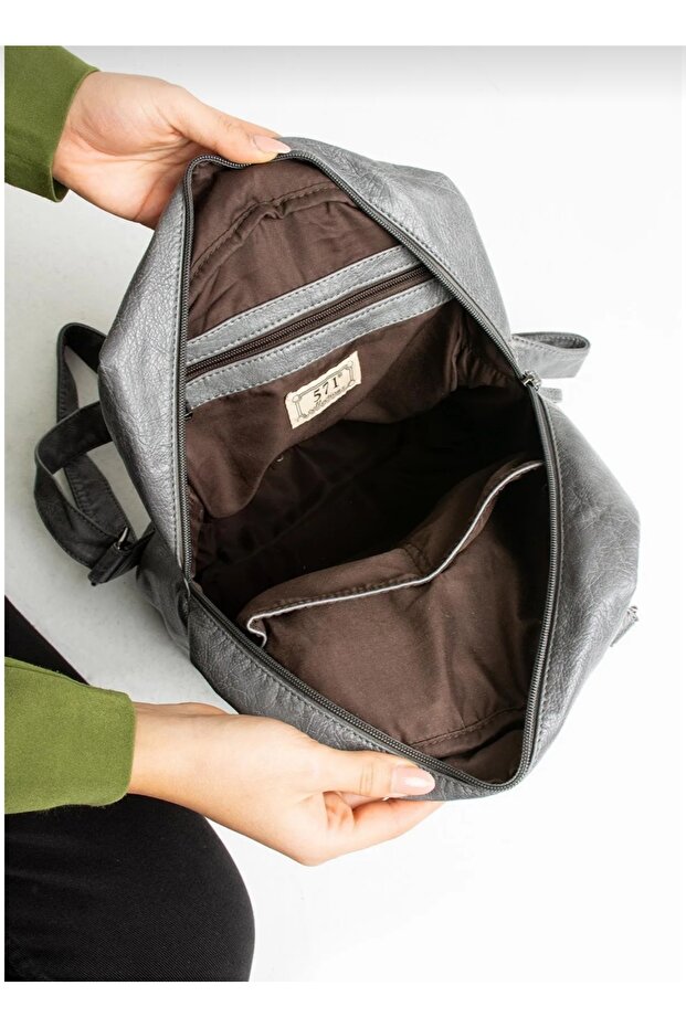 Faux Leather Backpack - 4