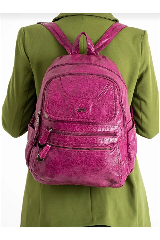 حقيبة ظهر من الجلد الصناعي - 2