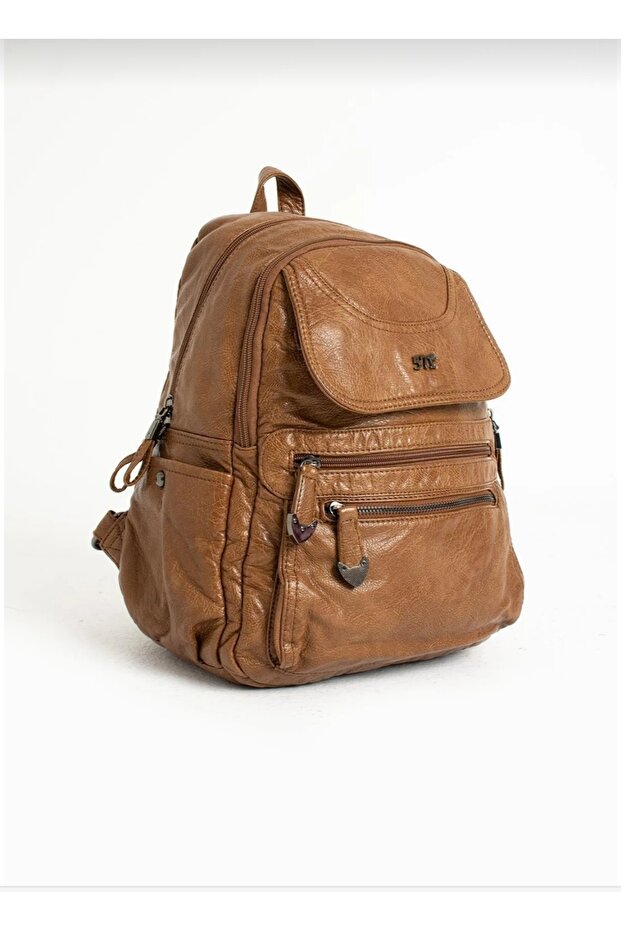 Faux Leather Backpack - 1