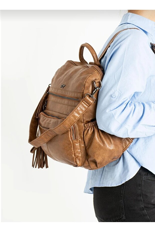 حقيبة ظهر من الجلد الصناعي - 2