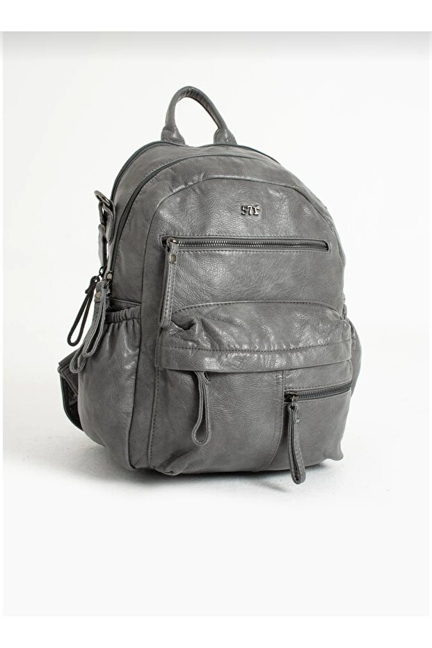 Faux Leather Backpack with USB Port
