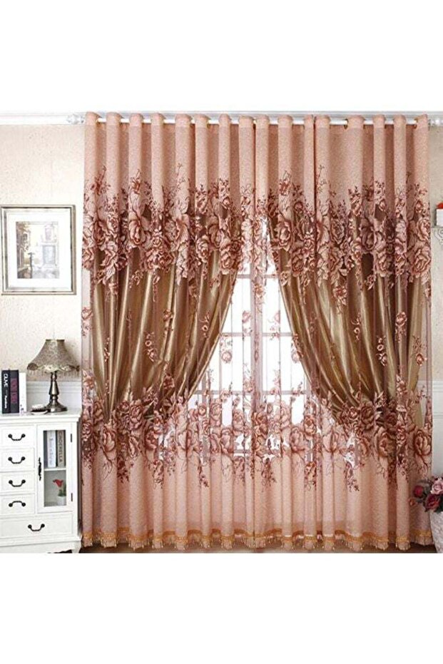 1 قطعة ستارة نافذة قهوة - 1