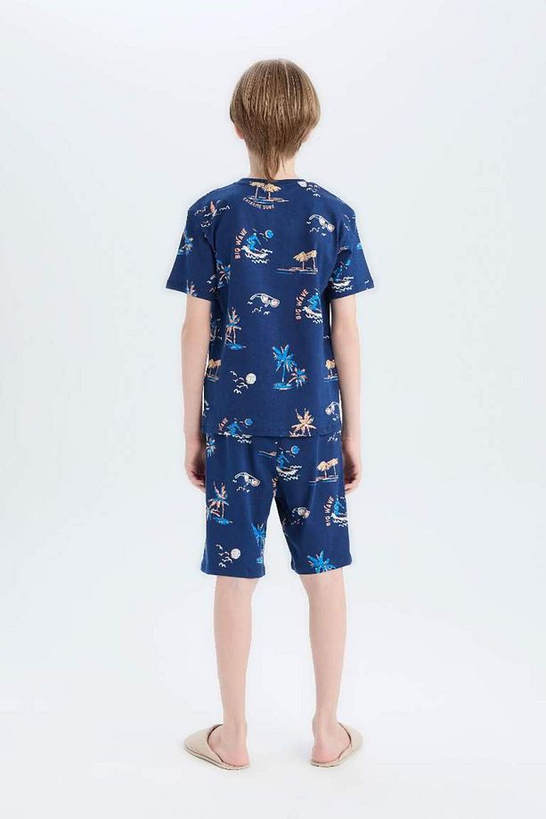 Yeni Sezon Erkek Çocuk Pijama Takımı Desenli Kısa Kollu Üst Şort - 8