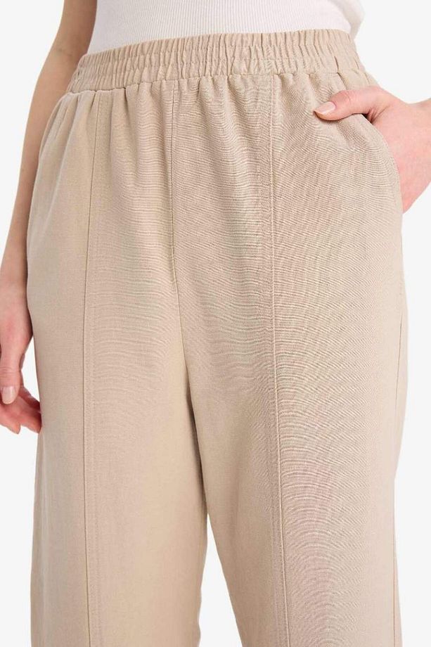 Keten Karışımlı Basic Düz Kısa Paça Harem Pantolon B7506ax25sp - 5