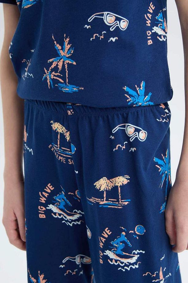 Yeni Sezon Erkek Çocuk Pijama Takımı Desenli Kısa Kollu Üst Şort - 7