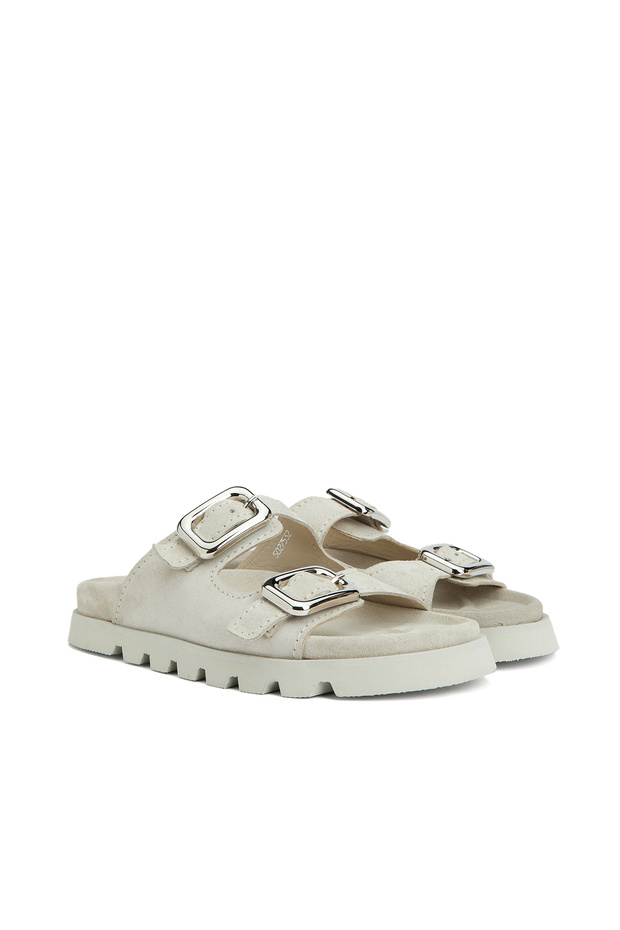 Krem Kadın Deri Terlik - 1