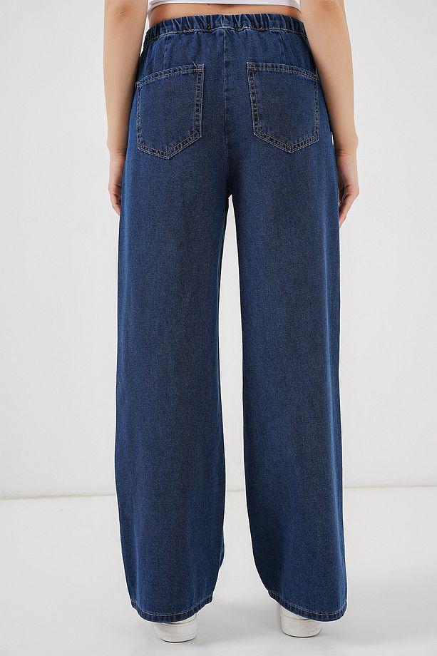Kadın Geniş Paça Kot Pantolon 6706 - A.Lacivert - 5