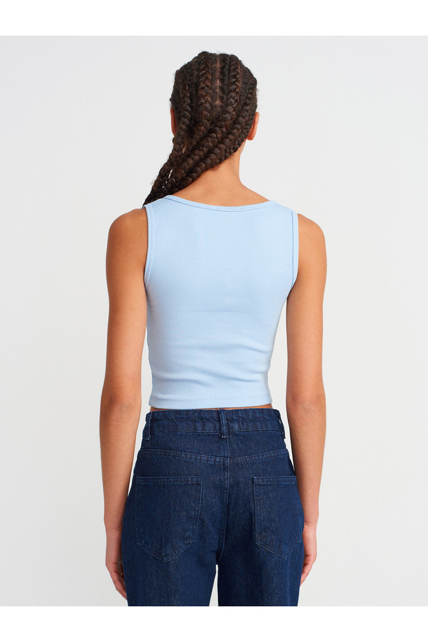 20983 رقبة مربعة بأزرار - أزرق فاتح - 2