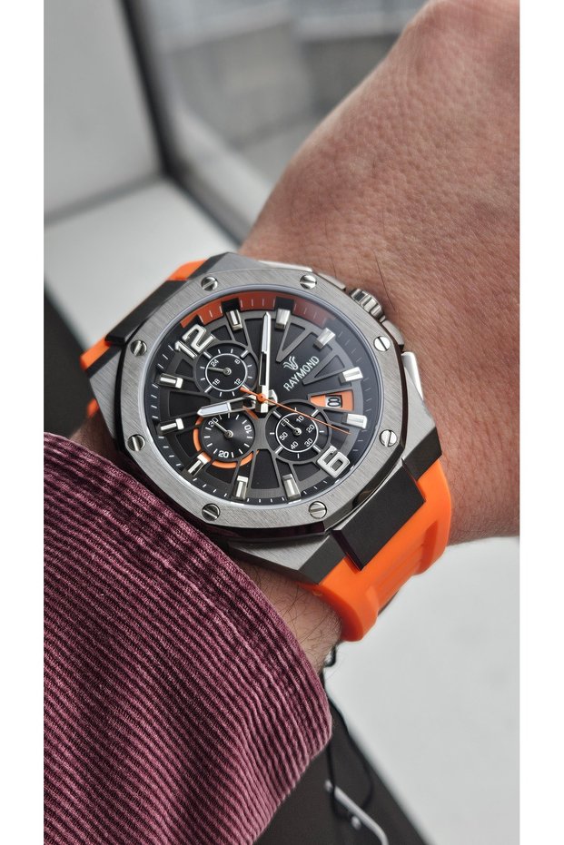 Rym-83605 Silicone Cord Raymond Men's Wristwatch Stainless Steel Case - 2 Years Warranty